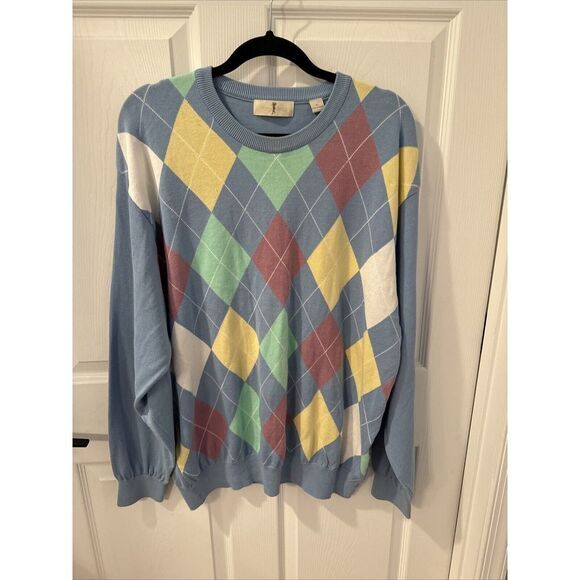 Harry Vardon Men's Blue Argyle Golf Sweater Size XL ‎ Pickle Ball Tennis Preppy - Picture 1 of 6